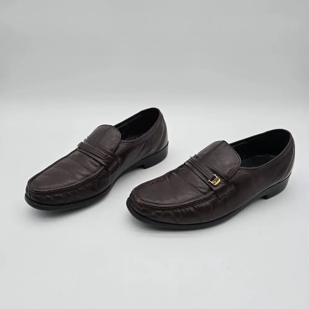 Florsheim Shoes Mens 10 Loafer Leather Flat Slip On Dark Brown Comfortech